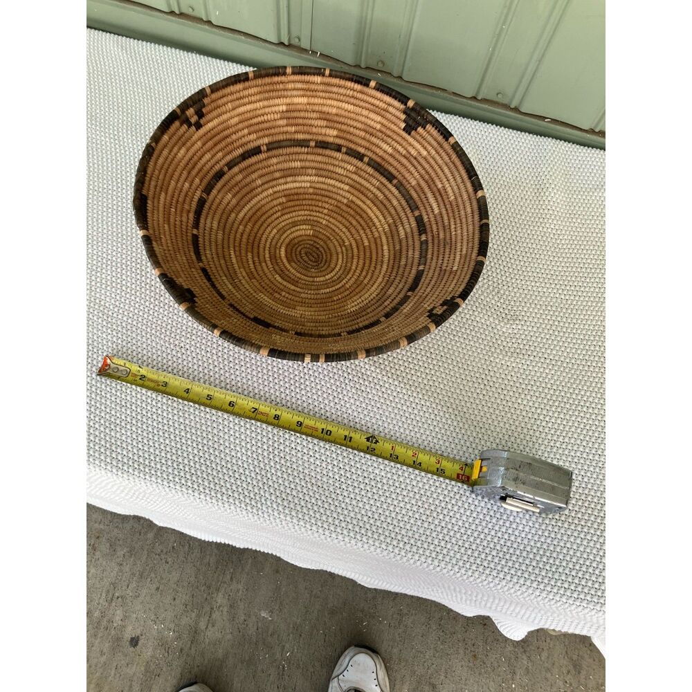 woven hand made tribal coiled basket geometric